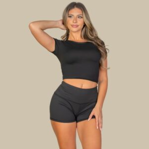 Short Sleeve Roundneck Crop Top