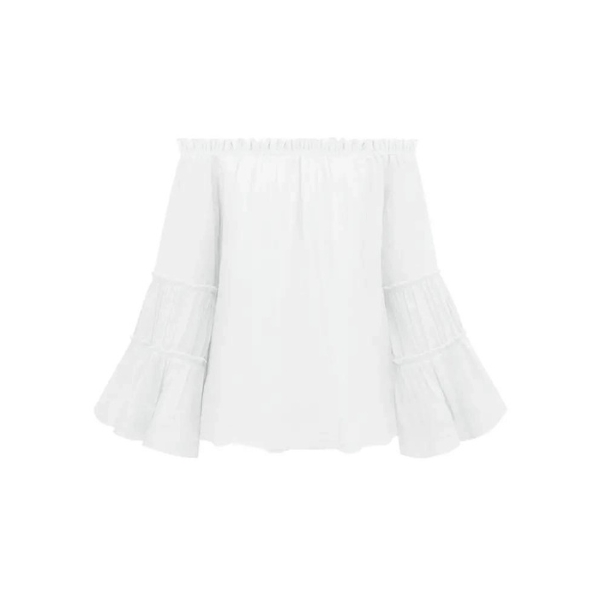 Frill Hem Off Shoulder Bell Sleeve Top - Image 6