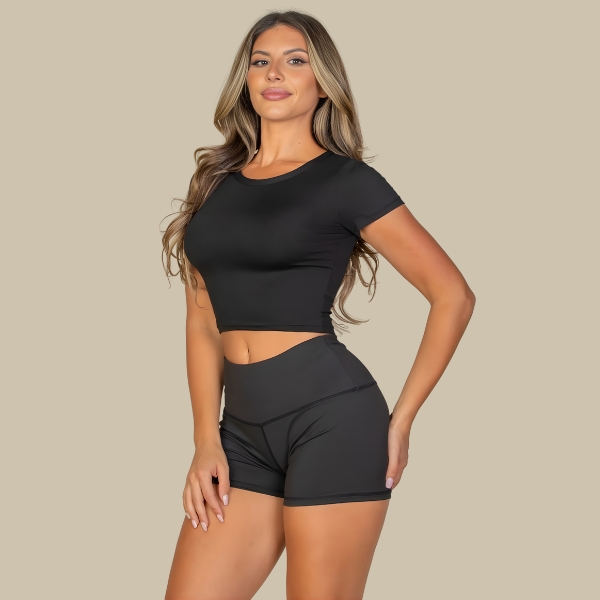 Short Sleeve Roundneck Crop Top