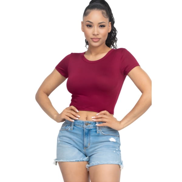 Short Sleeve Roundneck Crop Top - Image 7