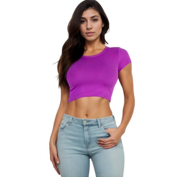 Short Sleeve Roundneck Crop Top - Image 8