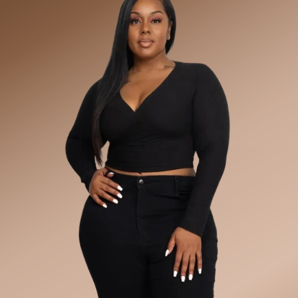 Plus Wrap Front Top – Plus Size Only