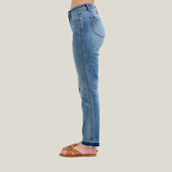 Judy Blue Mid-Rise Rigid Magic Released Hem Boyfriend Fit Jeans - Image 6