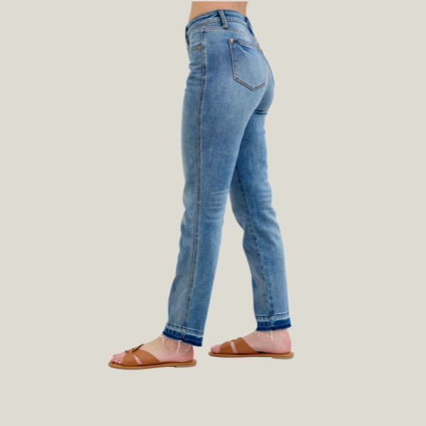 Judy Blue Mid-Rise Rigid Magic Released Hem Boyfriend Fit Jeans - Image 7