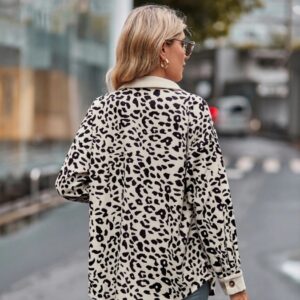Leopard Corduroy Shirt Jacket