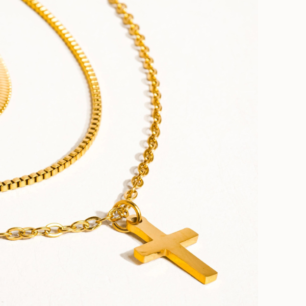 Georgine Layered Cross Necklace - Image 5