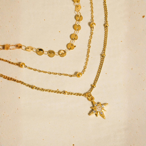 Pascal Layered CZ Star Necklace - Image 2