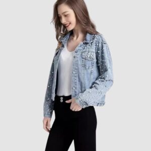 Pearl and Rhinestone Denim Jacket