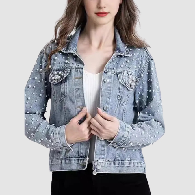 Pearl and Rhinestone Denim Jacket