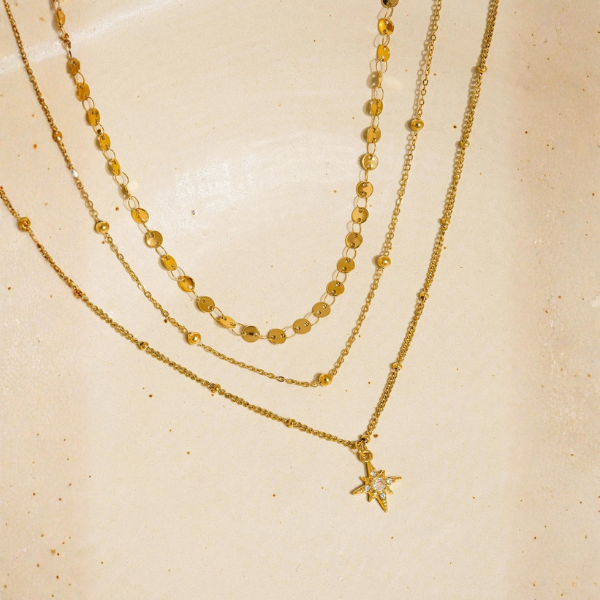 Pascal Layered CZ Star Necklace - Image 4