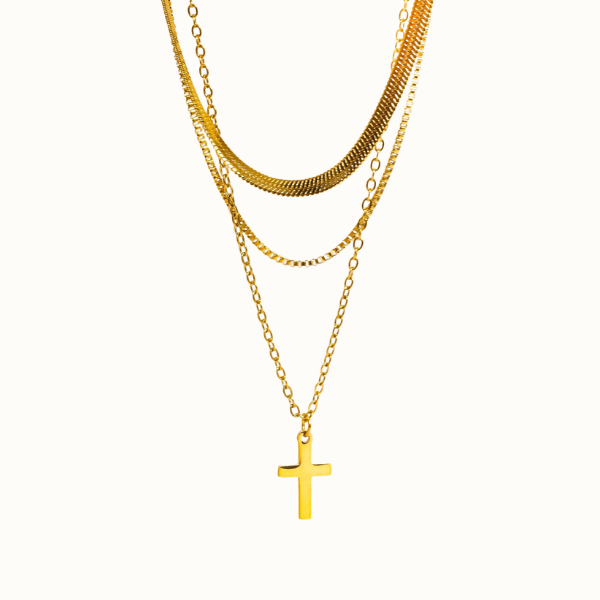 Georgine Layered Cross Necklace - Image 4