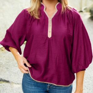 Curvaceous Radiance Trimmed Blouse