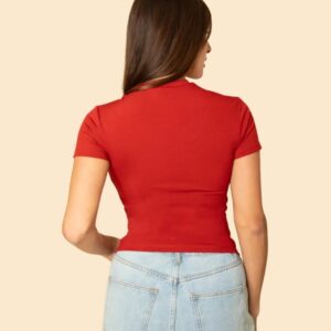Ribbed Round Neck Short Sleeve Top