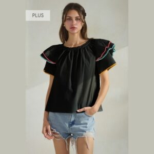Fiesta Flair Ruffle Sleeve Top