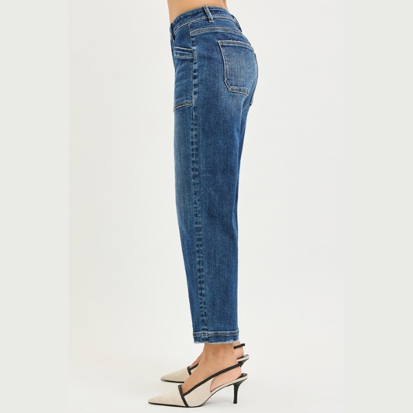 Slouchy Crop Baggy Front Patch Pocket Jeans by Risen - Image 3