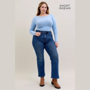 High Wasted Judy Blue Tummy Control bootcut (short Inseam)