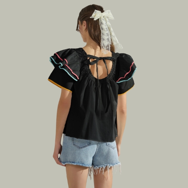 Fiesta Flair Ruffle Sleeve Top - Image 3