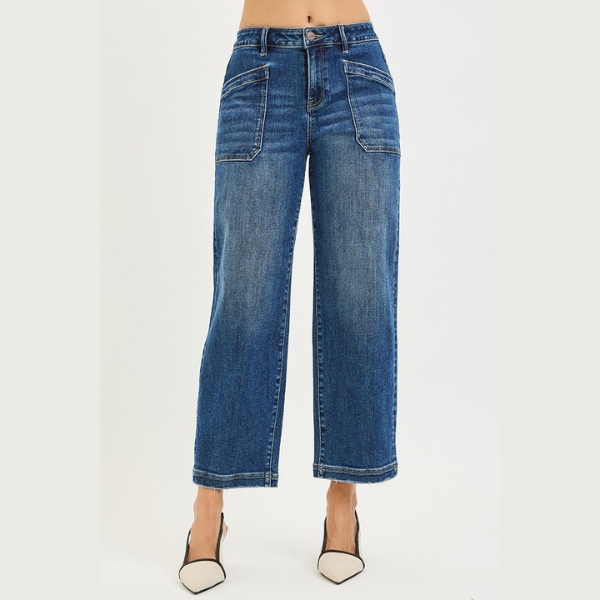Slouchy Crop Baggy Front Patch Pocket Jeans by Risen - Image 4