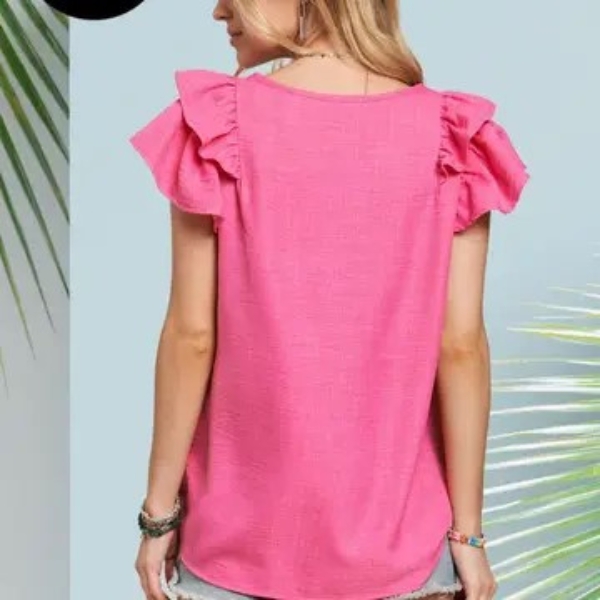 Curvaceous Linen Ruffle Blouse - Image 3