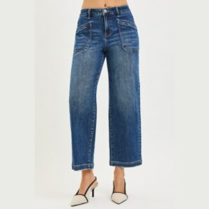 Slouchy Crop Baggy Front Patch Pocket Jeans by Risen