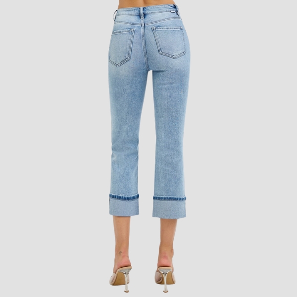 High Rise Ankle Straight Cuffed Jeans by Risen - Image 7