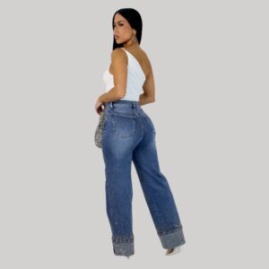Diamond Drip Wide‑Leg Jeans