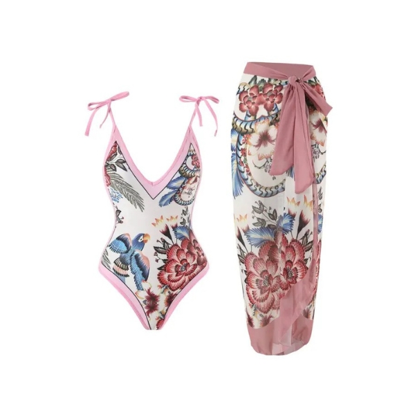 Floral Swimsuit w/ Wrap - Image 5