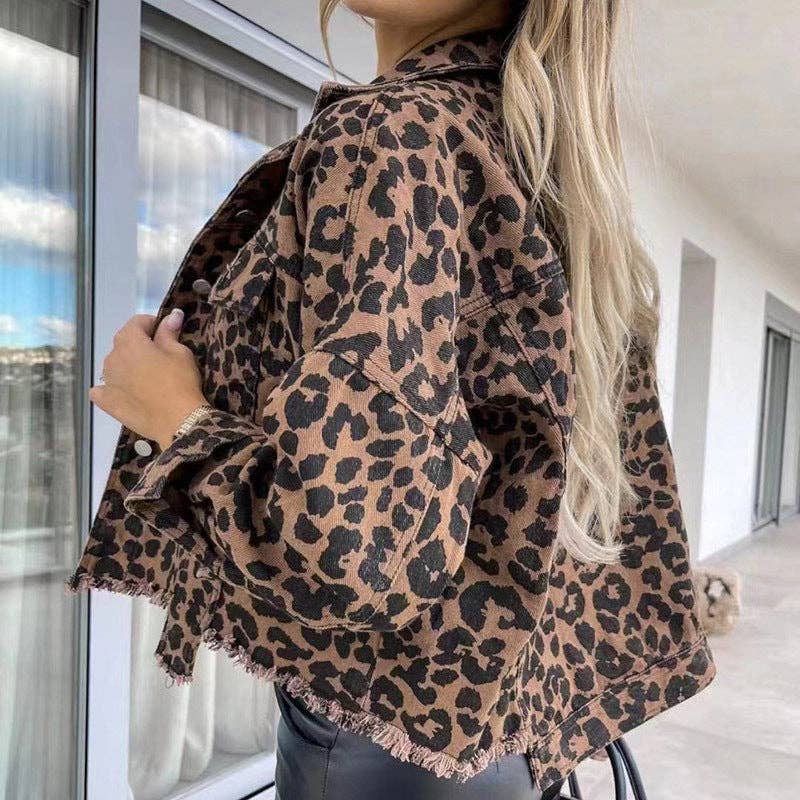 Leopard Print Denim Jacket