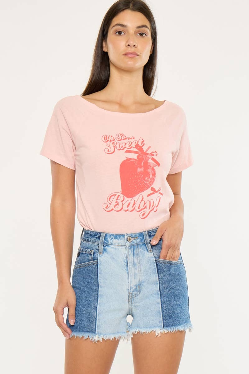 TWO TONE ULTRA HIGH RISE DENIM SHORT - Kan Can USA