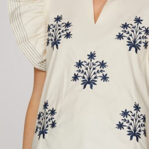 Ruffle sleeve stitch detail blouse