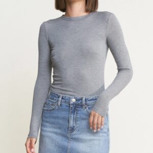 Denim Mini Skirt W/ Raw Hem