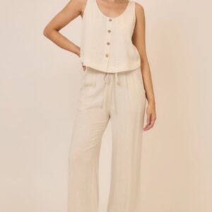 Drawstring Linen Pants w- pockets