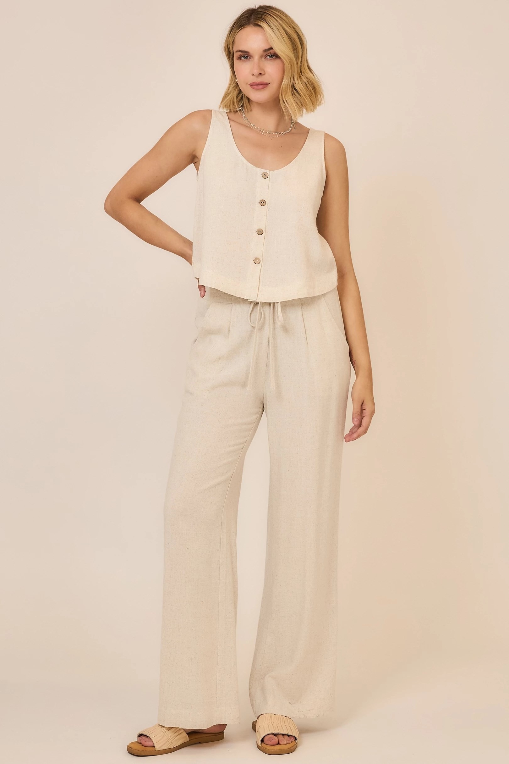 Drawstring Linen Pants w- pockets