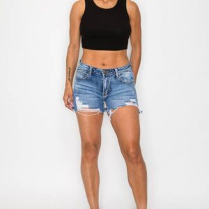 Lena Vintage Ripped Denim Shorts