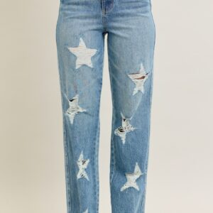 JUDY BLUE HW rigid magic star shaped destroy 90's straight