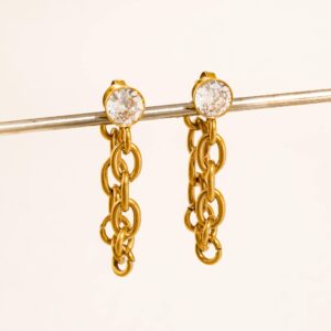 Jazlynn 18K Gold Non-Tarnish Crystal Chain Drop Earrings