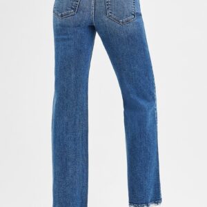 TC High Rise Ankle Straight Jeans w/ Distress Pocket and Hem