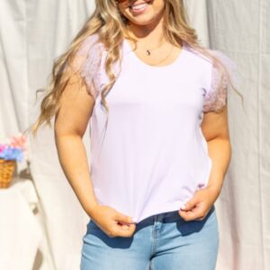 Tulle Sleeve Top, Lavender