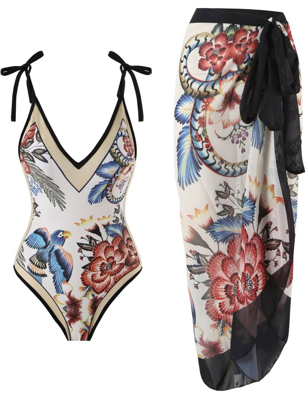 Floral Swimsuit w/ Wrap