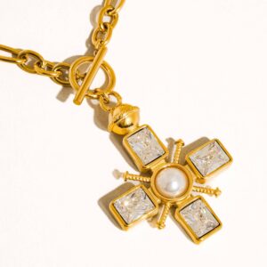 Patrice Cross Necklace - 18K Gold Non-Tarnish