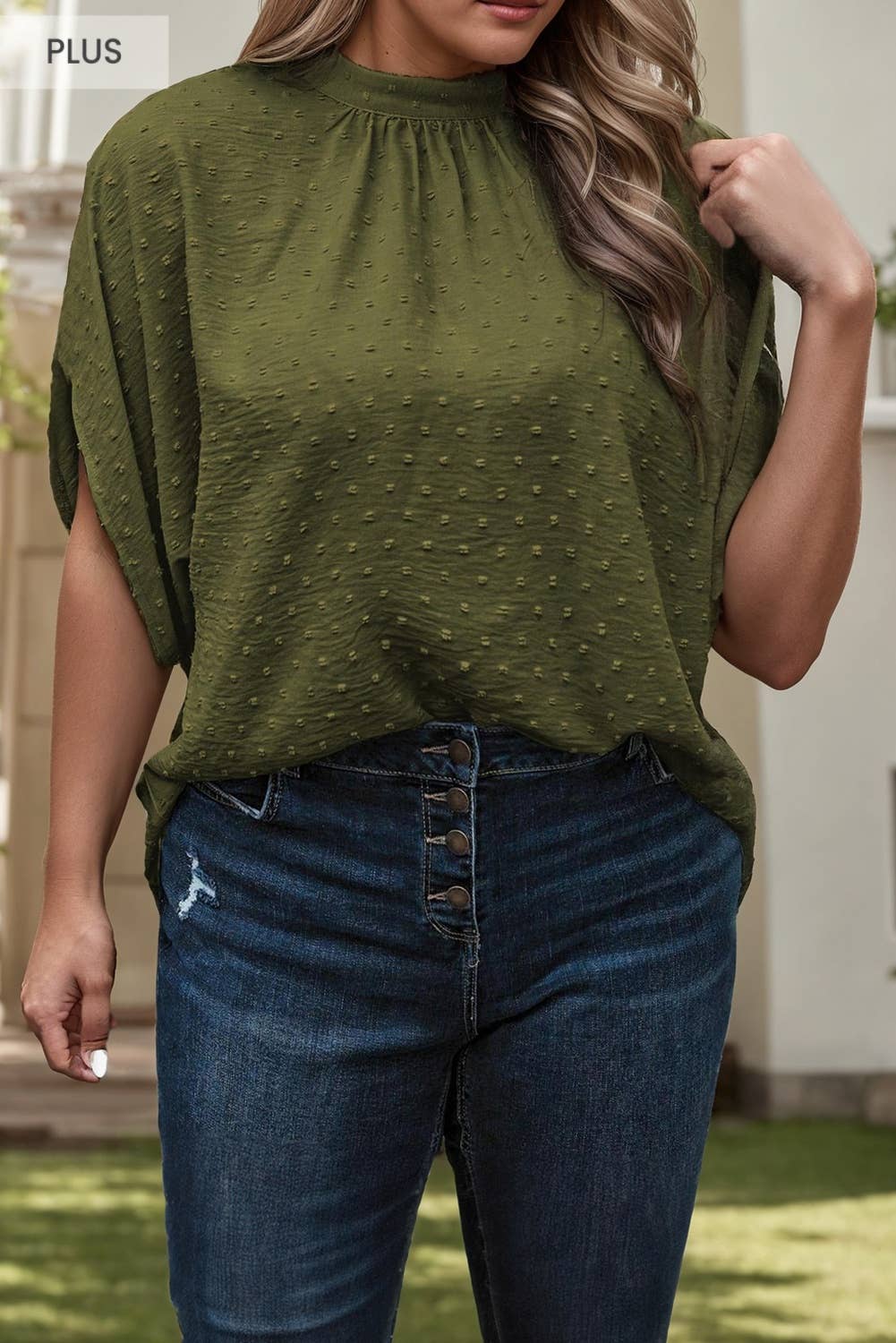 Olive Charm Textured Blouse