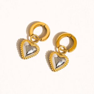 Savon 2 Tone Heart Earring 18K Non-Tarnish