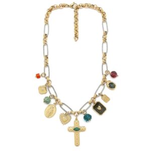 Malachite Cross Charm Necklace
