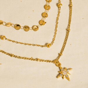Pascal 18K Non-Tarnish Layered CZ Star Necklace